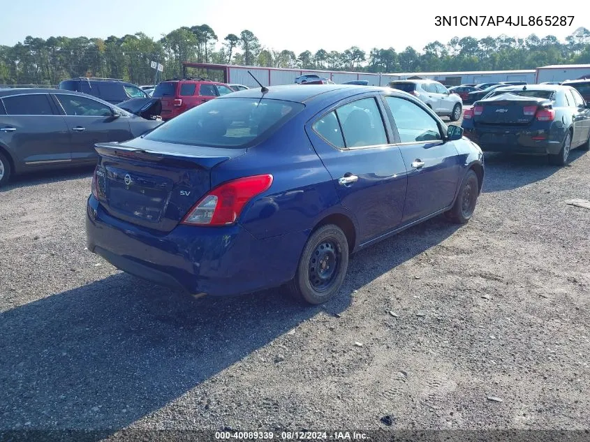 2018 Nissan Versa 1.6 Sv VIN: 3N1CN7AP4JL865287 Lot: 40089339