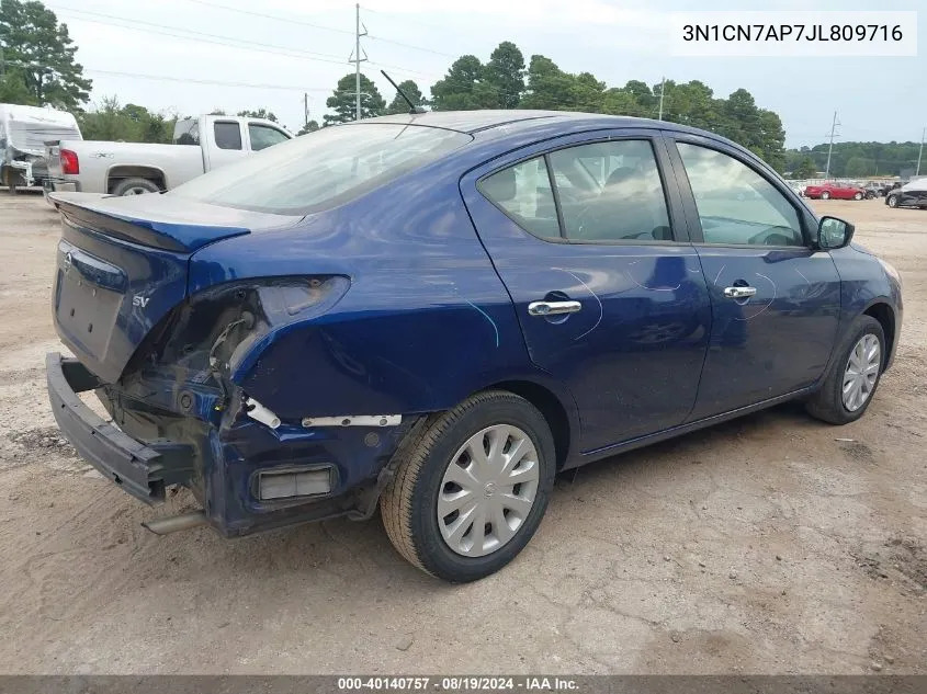 2018 Nissan Versa 1.6 Sv VIN: 3N1CN7AP7JL809716 Lot: 40140757