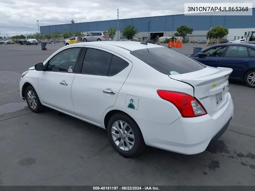 2018 Nissan Versa 1.6 Sv VIN: 3N1CN7AP4JL865368 Lot: 40181197