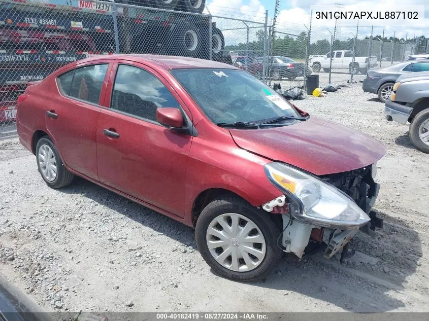 2018 Nissan Versa 1.6 S+ VIN: 3N1CN7APXJL887102 Lot: 40182419