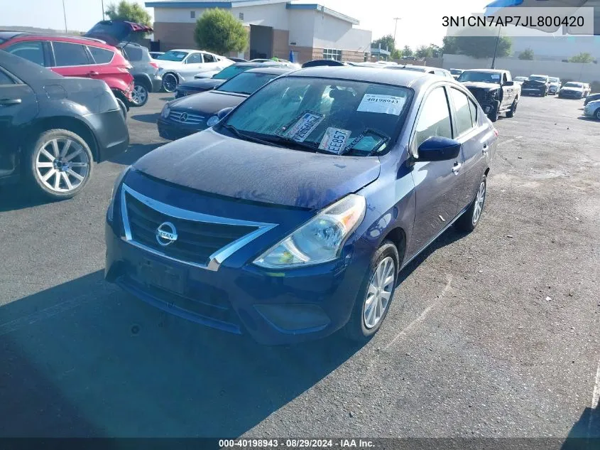 2018 Nissan Versa 1.6 Sv VIN: 3N1CN7AP7JL800420 Lot: 40198943