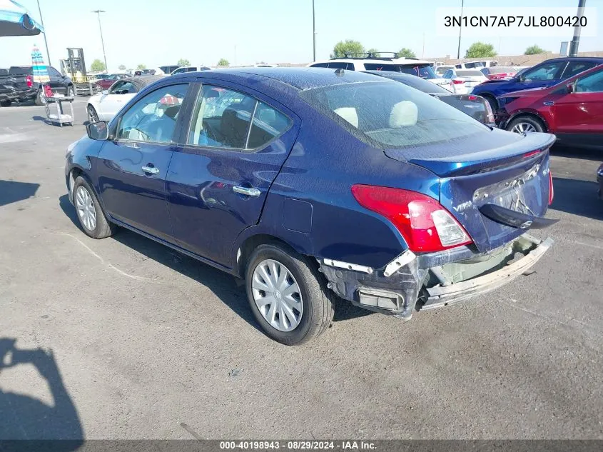 2018 Nissan Versa 1.6 Sv VIN: 3N1CN7AP7JL800420 Lot: 40198943