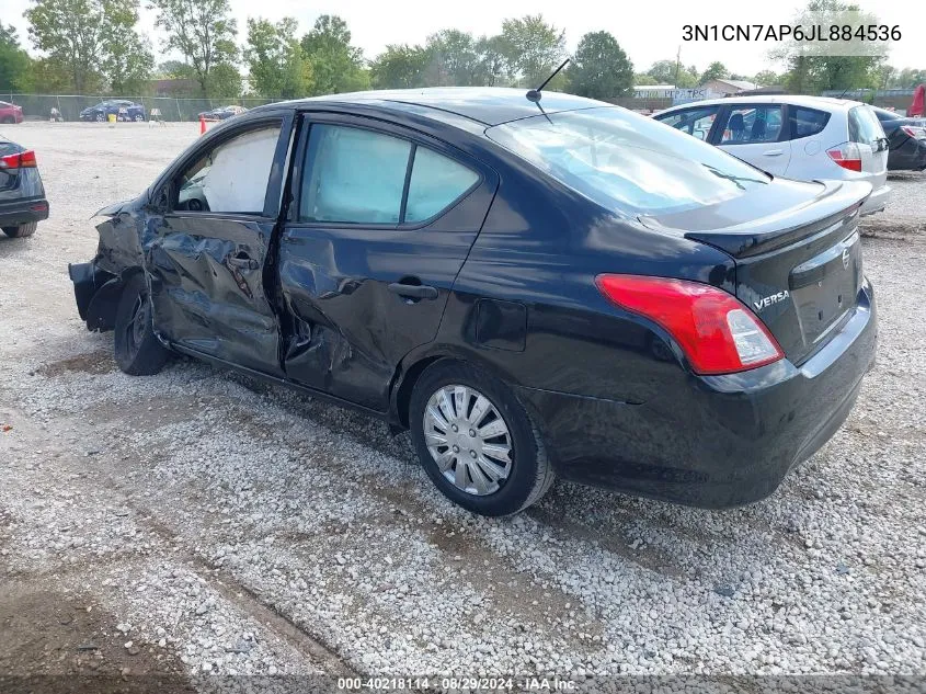 2018 Nissan Versa 1.6 S+ VIN: 3N1CN7AP6JL884536 Lot: 40218114