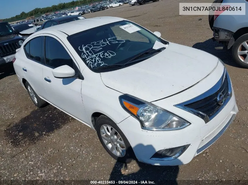 2018 Nissan Versa 1.6 Sv VIN: 3N1CN7AP0JL840614 Lot: 40233453