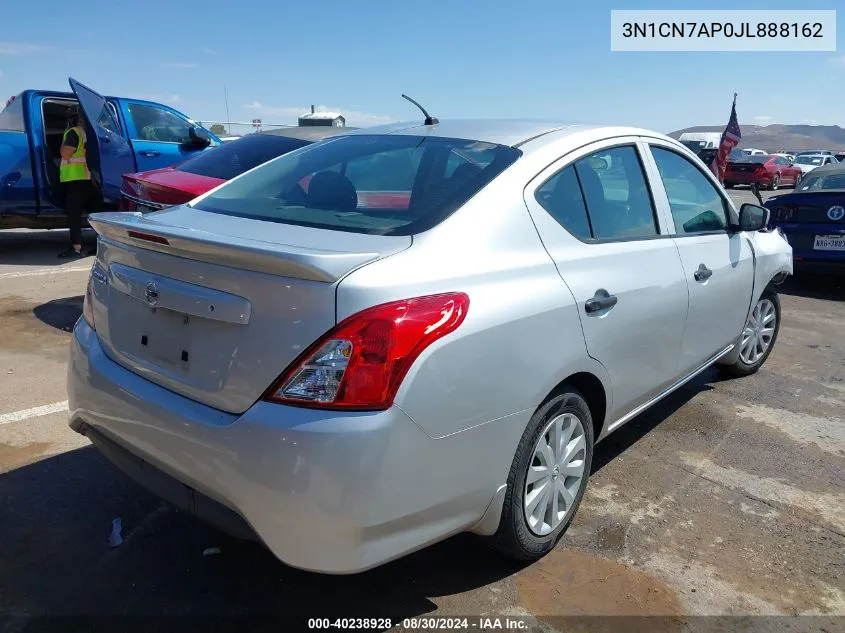 2018 Nissan Versa 1.6 S+ VIN: 3N1CN7AP0JL888162 Lot: 40238928