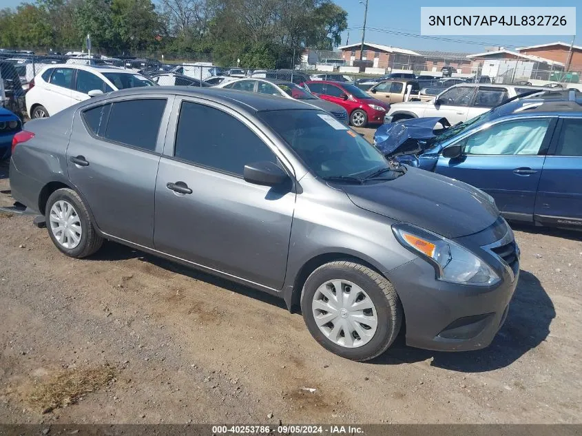 2018 Nissan Versa S/S Plus/Sv/Sl VIN: 3N1CN7AP4JL832726 Lot: 40253786