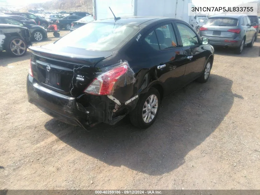 2018 Nissan Versa S/S Plus/Sv/Sl VIN: 3N1CN7AP5JL833755 Lot: 40259186