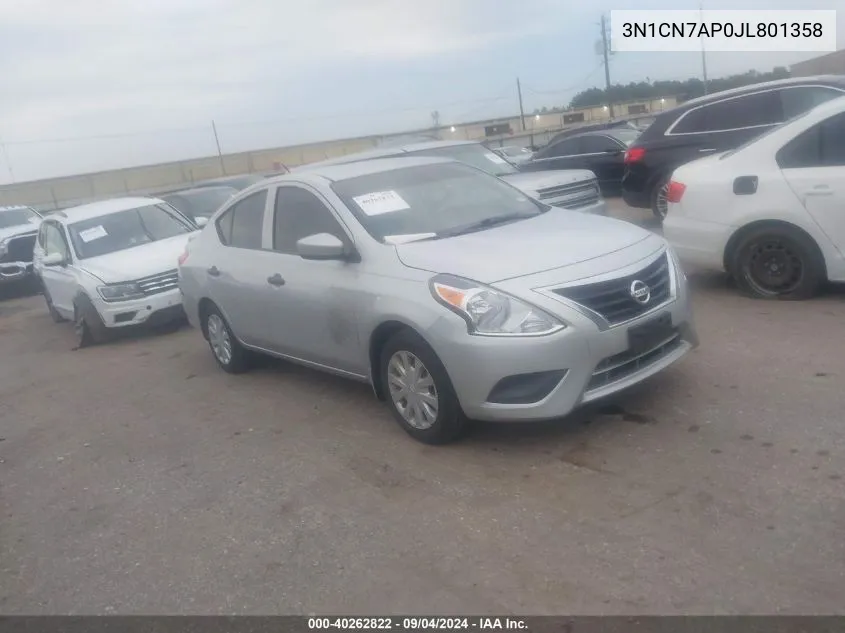 2018 Nissan Versa S/S Plus/Sv/Sl VIN: 3N1CN7AP0JL801358 Lot: 40262822