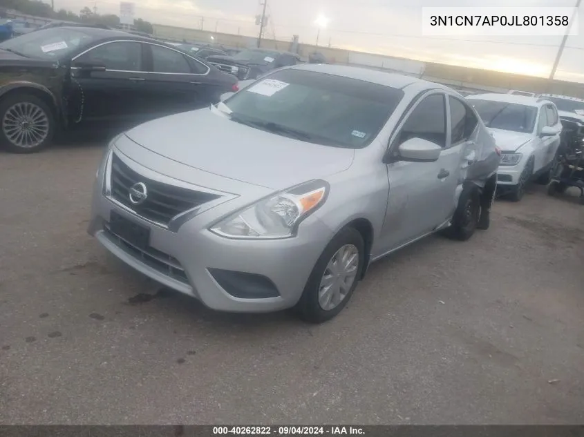 2018 Nissan Versa S/S Plus/Sv/Sl VIN: 3N1CN7AP0JL801358 Lot: 40262822