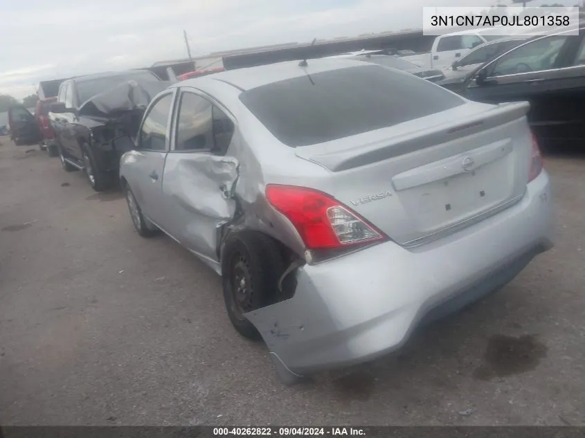 3N1CN7AP0JL801358 2018 Nissan Versa S/S Plus/Sv/Sl