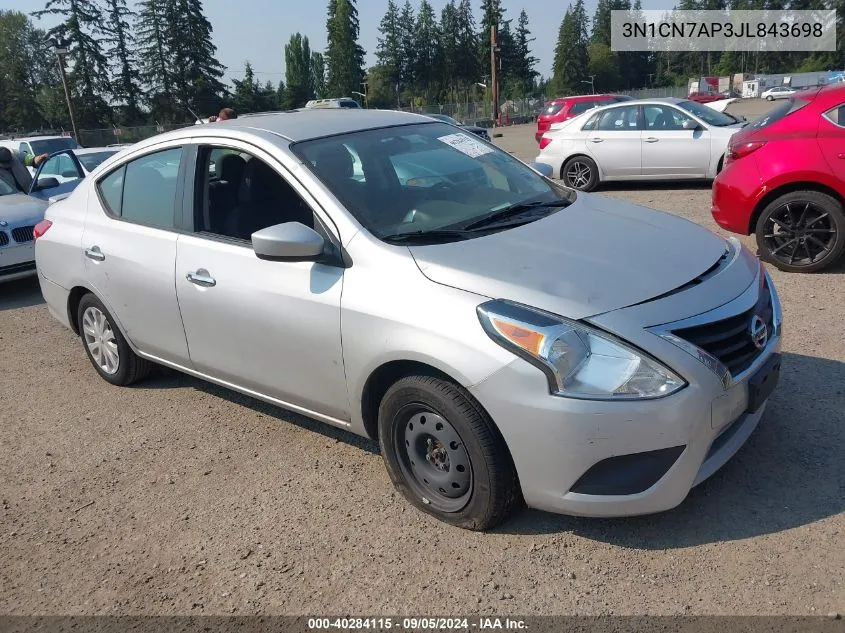 2018 Nissan Versa 1.6 Sv VIN: 3N1CN7AP3JL843698 Lot: 40284115