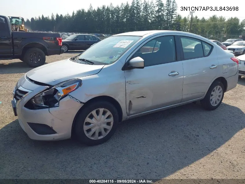 2018 Nissan Versa 1.6 Sv VIN: 3N1CN7AP3JL843698 Lot: 40284115