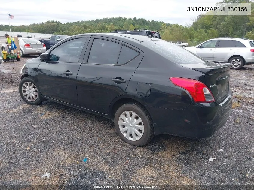 2018 Nissan Versa S/S Plus/Sv/Sl VIN: 3N1CN7AP1JL830156 Lot: 40313980