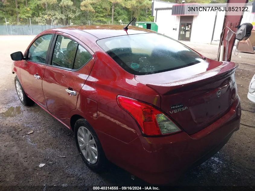 3N1CN7AP6JL852122 2018 Nissan Versa 1.6 Sv