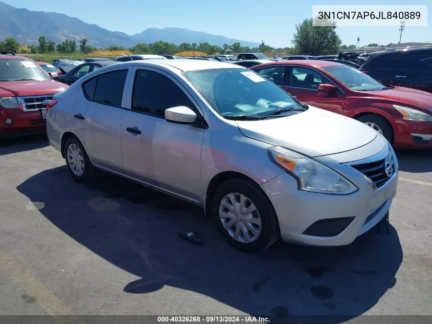 2018 Nissan Versa S/S Plus/Sv/Sl VIN: 3N1CN7AP6JL840889 Lot: 40326268