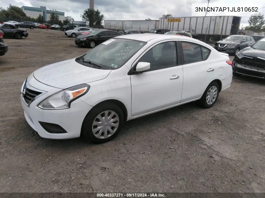 2018 Nissan Versa 1.6 Sv VIN: 3N1CN7AP1JL810652 Lot: 40337271