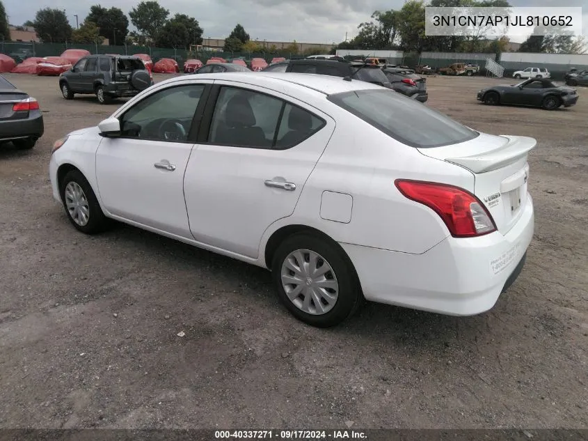 2018 Nissan Versa 1.6 Sv VIN: 3N1CN7AP1JL810652 Lot: 40337271