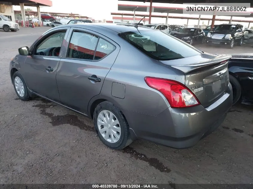 2018 Nissan Versa S/S Plus/Sv/Sl VIN: 3N1CN7AP7JL888062 Lot: 40339780