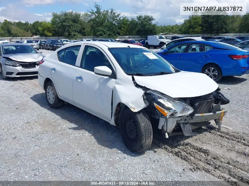 2018 Nissan Versa 1.6 S/1.6 S+/1.6 Sv VIN: 3N1CN7AP7JL837872 Lot: 40347933