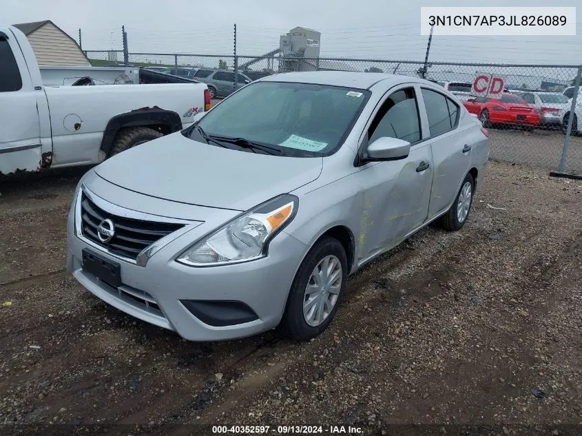 2018 Nissan Versa 1.6 S+ VIN: 3N1CN7AP3JL826089 Lot: 40352597