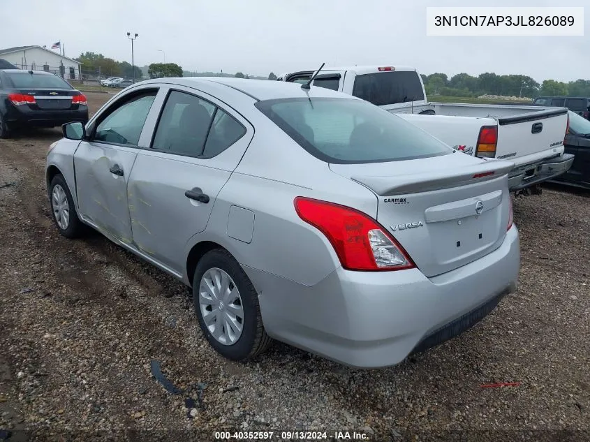 2018 Nissan Versa 1.6 S+ VIN: 3N1CN7AP3JL826089 Lot: 40352597