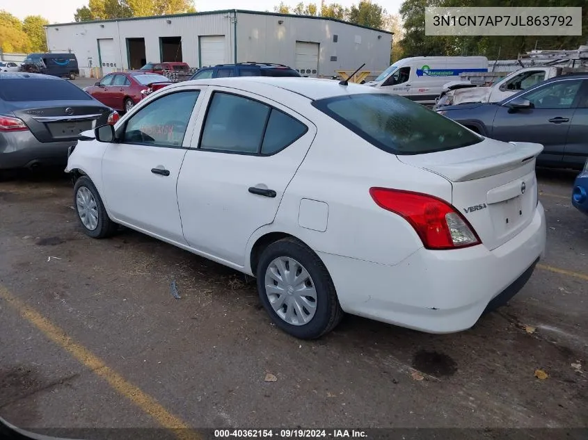 3N1CN7AP7JL863792 2018 Nissan Versa 1.6 S+