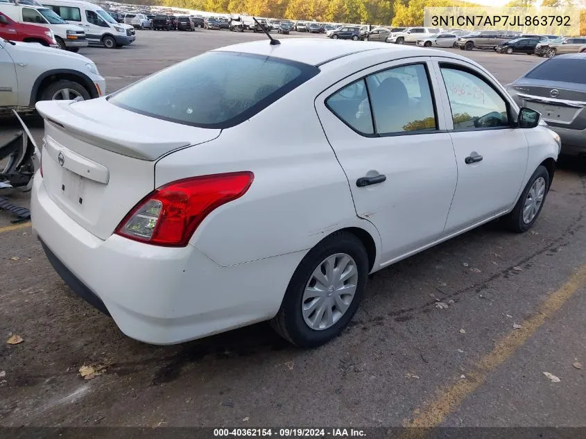 3N1CN7AP7JL863792 2018 Nissan Versa 1.6 S+