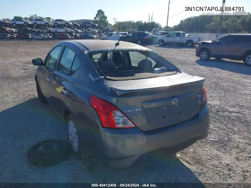 2018 Nissan Versa S/S Plus/Sv/Sl VIN: 3N1CN7AP0JL884791 Lot: 40412408