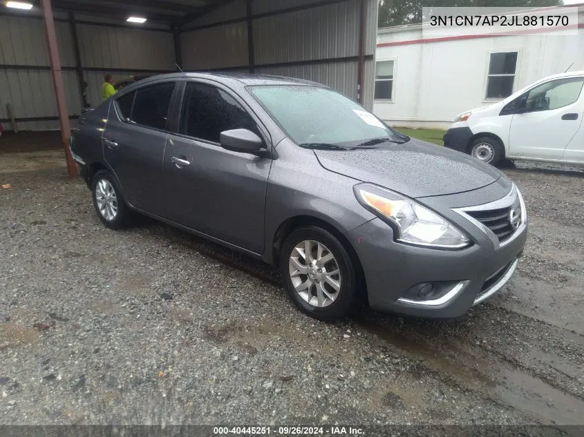 2018 Nissan Versa S/S Plus/Sv/Sl VIN: 3N1CN7AP2JL881570 Lot: 40445251