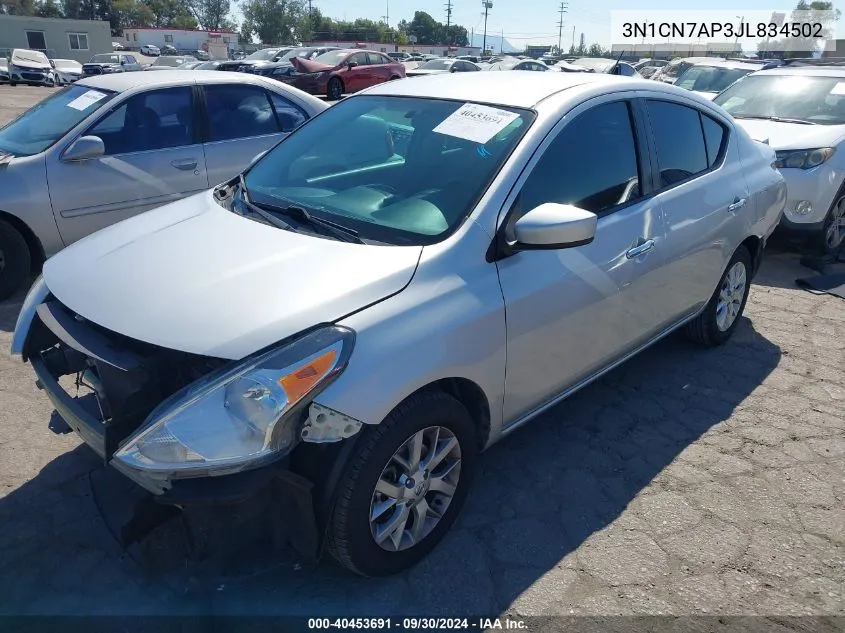 2018 Nissan Versa 1.6 Sv VIN: 3N1CN7AP3JL834502 Lot: 40453691