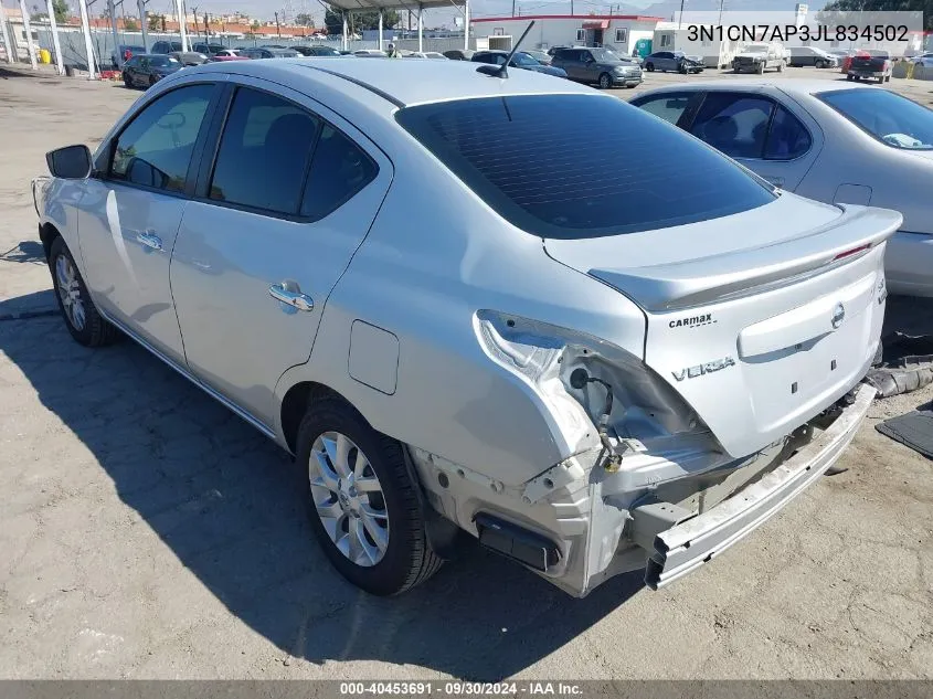 3N1CN7AP3JL834502 2018 Nissan Versa 1.6 Sv