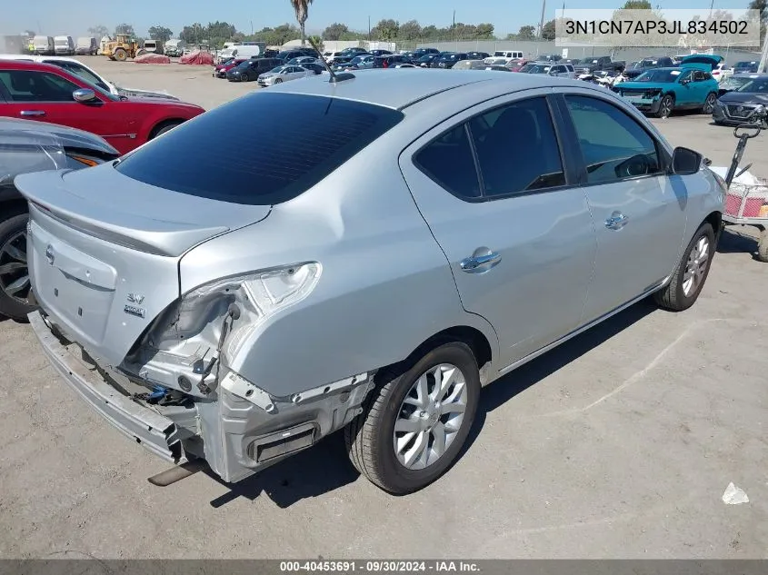 2018 Nissan Versa 1.6 Sv VIN: 3N1CN7AP3JL834502 Lot: 40453691