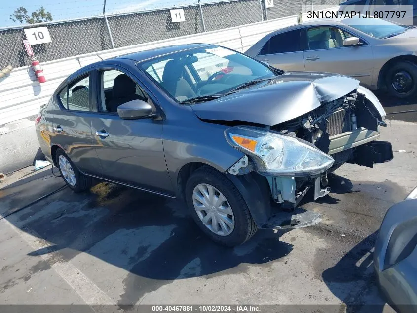 2018 Nissan Versa 1.6 Sv VIN: 3N1CN7AP1JL807797 Lot: 40467881