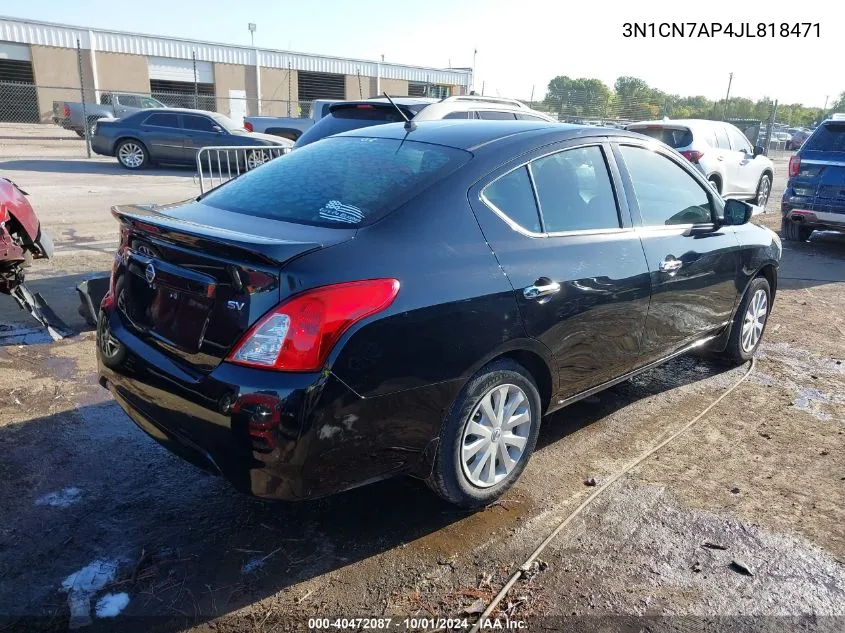 2018 Nissan Versa S/S Plus/Sv/Sl VIN: 3N1CN7AP4JL818471 Lot: 40472087