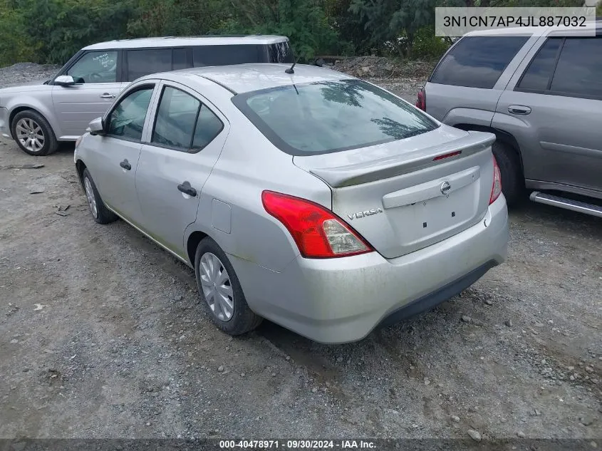 2018 Nissan Versa 1.6 S+ VIN: 3N1CN7AP4JL887032 Lot: 40478971