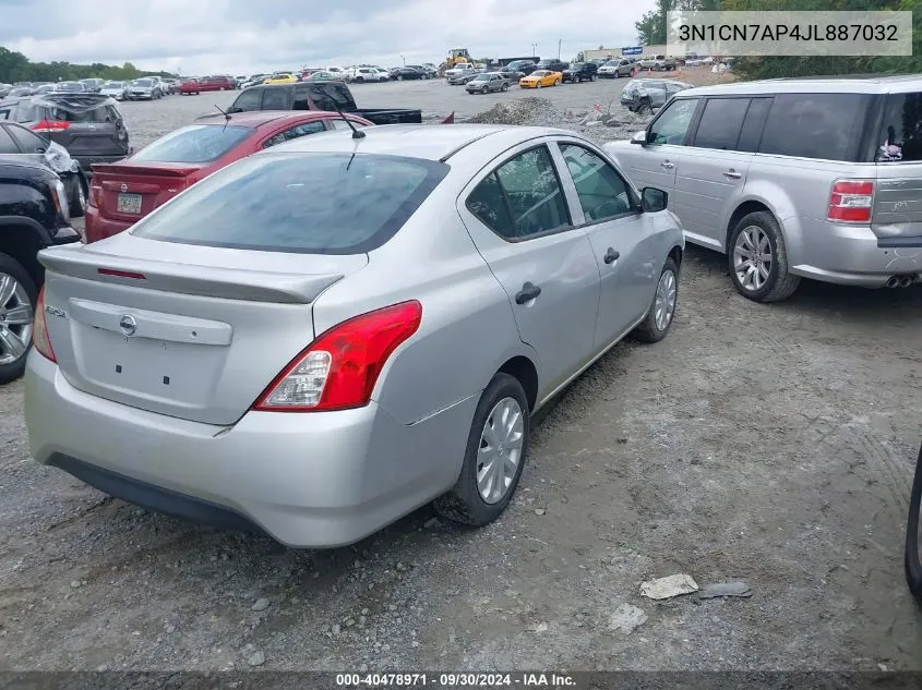 2018 Nissan Versa 1.6 S+ VIN: 3N1CN7AP4JL887032 Lot: 40478971