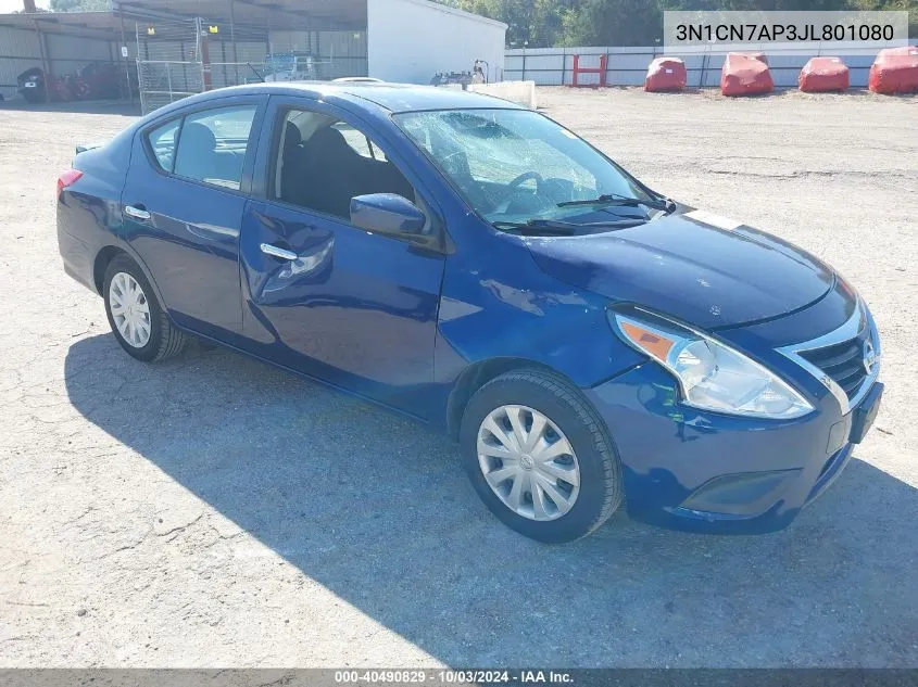 2018 Nissan Versa 1.6 Sv VIN: 3N1CN7AP3JL801080 Lot: 40490829