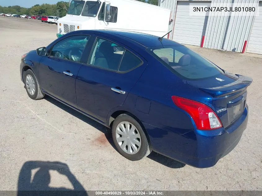 2018 Nissan Versa 1.6 Sv VIN: 3N1CN7AP3JL801080 Lot: 40490829