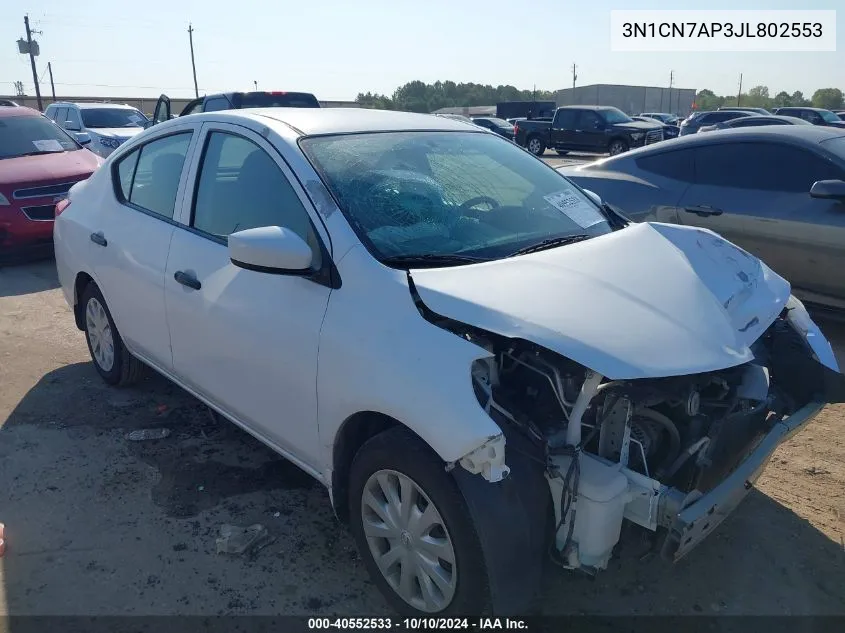 2018 Nissan Versa 1.6 S VIN: 3N1CN7AP3JL802553 Lot: 40552533