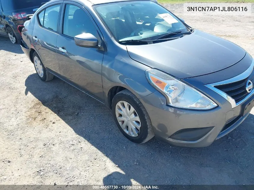 2018 Nissan Versa 1.6 Sv VIN: 3N1CN7AP1JL806116 Lot: 40557730