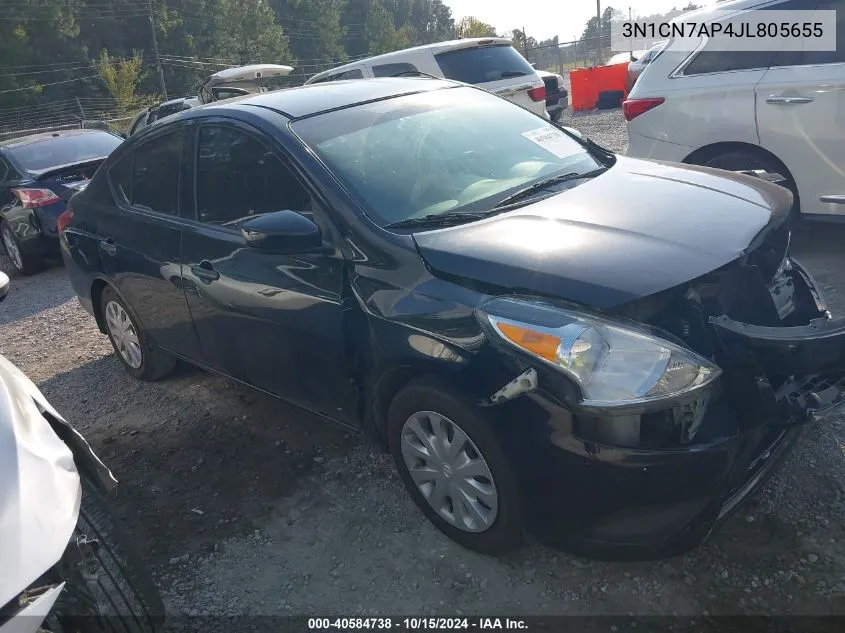 2018 Nissan Versa 1.6 S+ VIN: 3N1CN7AP4JL805655 Lot: 40584738