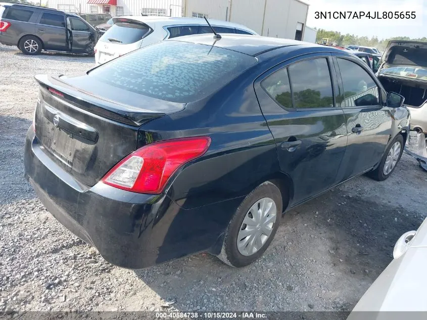 2018 Nissan Versa 1.6 S+ VIN: 3N1CN7AP4JL805655 Lot: 40584738