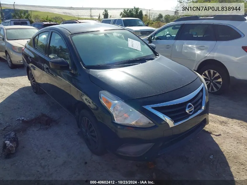 2018 Nissan Versa 1.6 S+ VIN: 3N1CN7AP0JL838944 Lot: 40602412