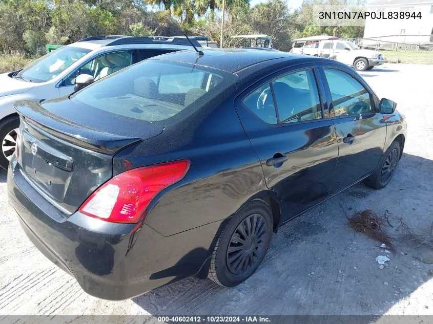 2018 Nissan Versa 1.6 S+ VIN: 3N1CN7AP0JL838944 Lot: 40602412