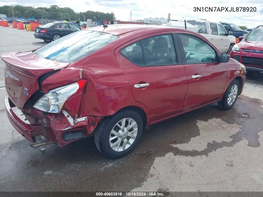 2018 Nissan Versa 1.6 Sv VIN: 3N1CN7APXJL878920 Lot: 40603516