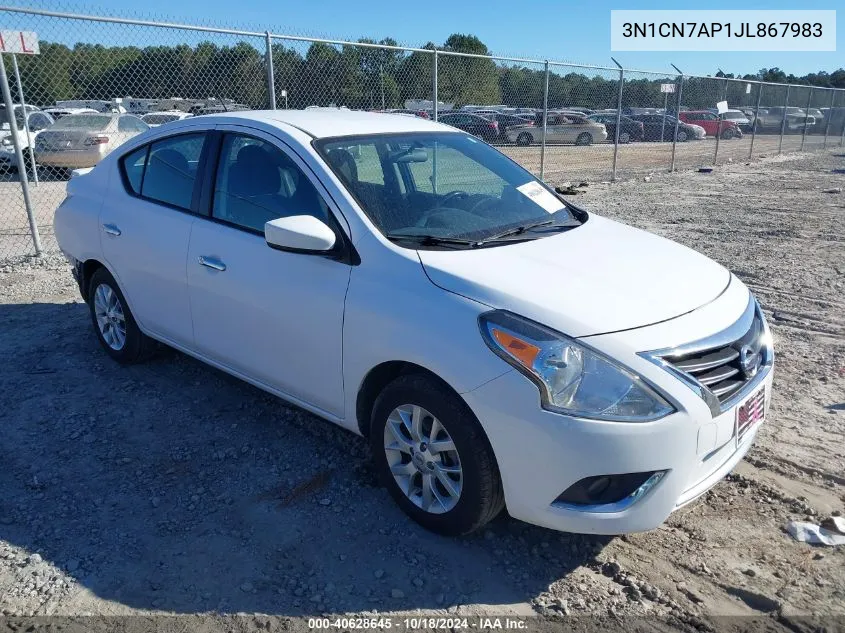 2018 Nissan Versa 1.6 Sv VIN: 3N1CN7AP1JL867983 Lot: 40628645