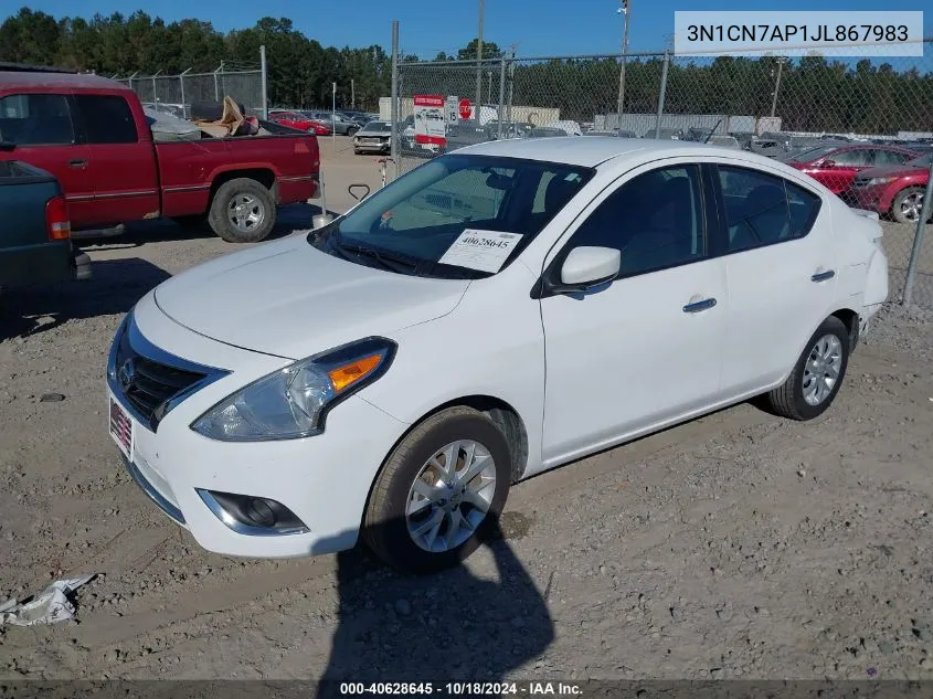 2018 Nissan Versa 1.6 Sv VIN: 3N1CN7AP1JL867983 Lot: 40628645