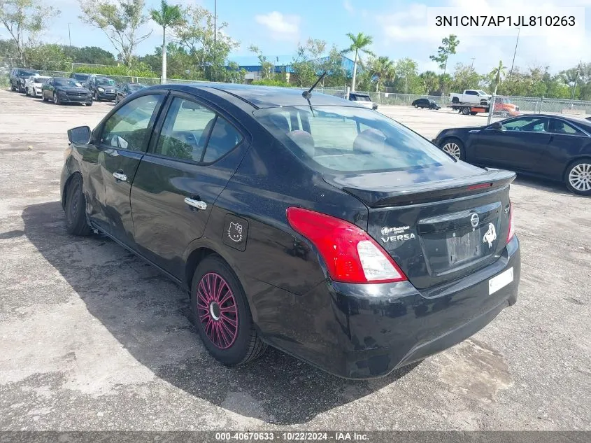 2018 Nissan Versa 1.6 Sv VIN: 3N1CN7AP1JL810263 Lot: 40670633