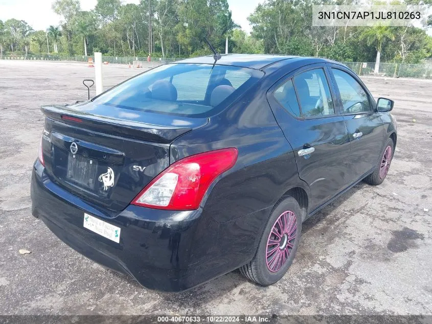 2018 Nissan Versa 1.6 Sv VIN: 3N1CN7AP1JL810263 Lot: 40670633