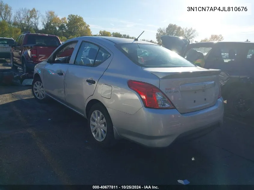 2018 Nissan Versa 1.6 S+ VIN: 3N1CN7AP4JL810676 Lot: 40677811